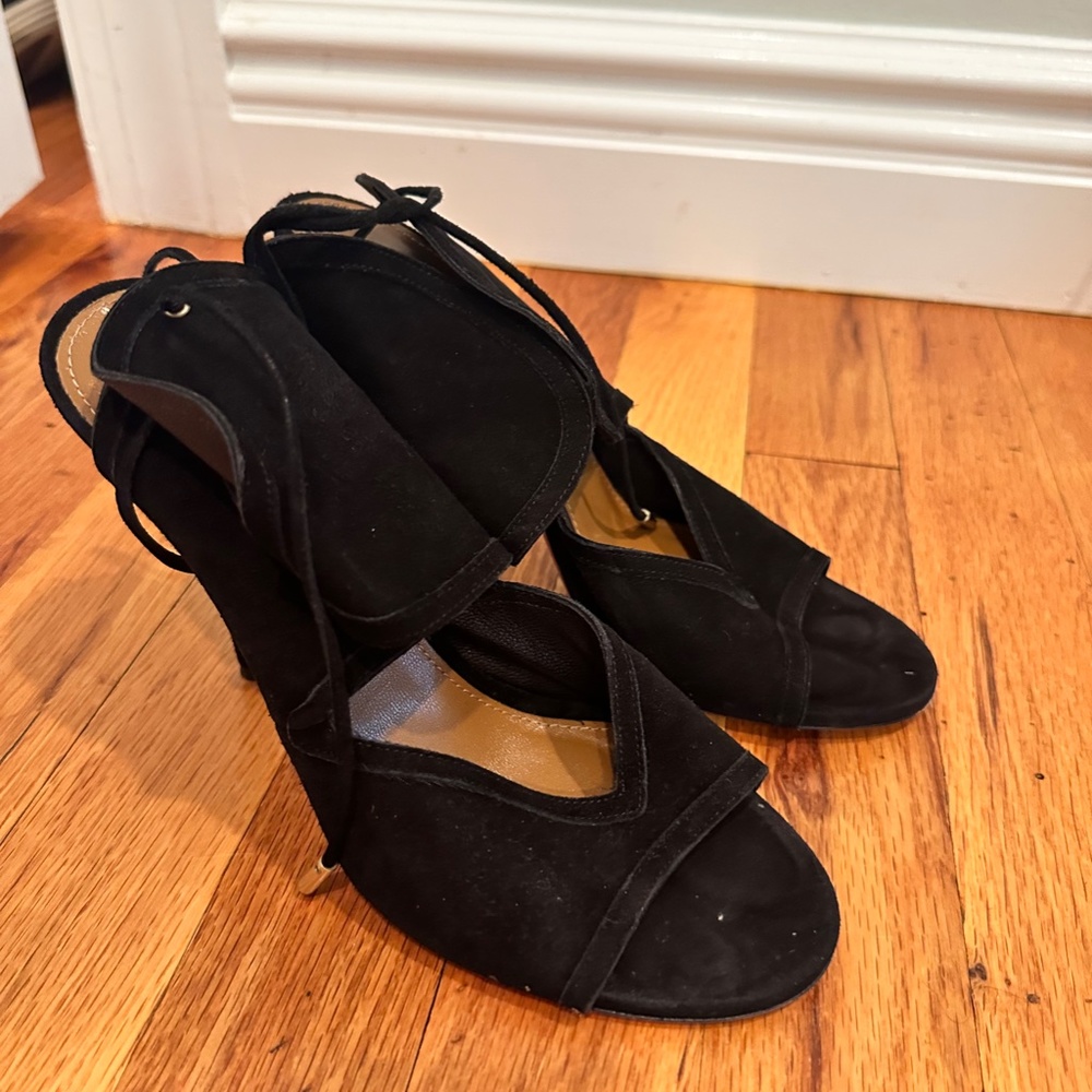 Aquazurra black suede tie sandal